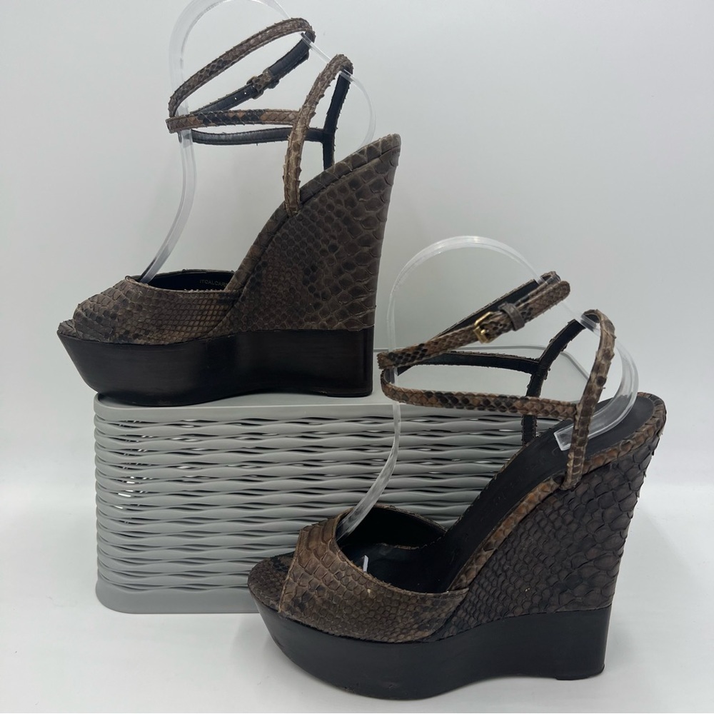 Burberry Brown Phyton Wedge Heels Size EU 40
